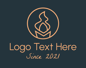 Round - Orange Candle Torch logo design