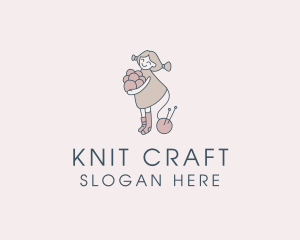 Yarn Knit Girl  logo design
