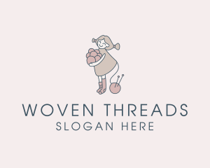 Yarn Knit Girl  logo design