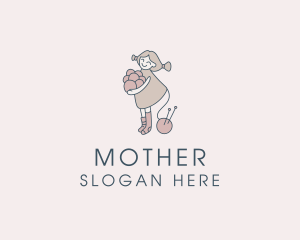 Knitter - Yarn Knit Girl logo design