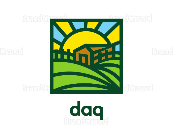 Sun Farmhouse Landscape Logo