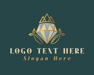 Gemstone - Diamond Crown leaf logo design
