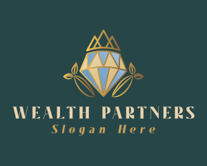 Diamond Crown leaf logo design