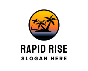 Sunset Island Plane Trip logo design