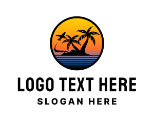 Trip - Sunset Island Plane Trip logo design