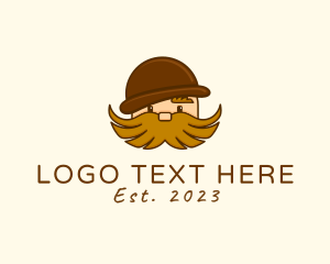 Men Fashion - Hairy Moustache Guy logo design