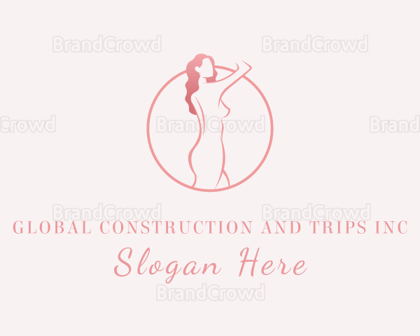 Curly Sexy Woman Nude Logo