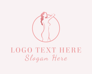 Naked - Curly Sexy Woman Nude logo design