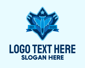 Military - Blue Fighter Jet Emblem logo design