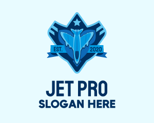 Jet - Blue Fighter Jet Emblem logo design