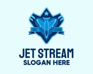 Jet - Blue Fighter Jet Emblem logo design