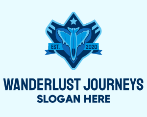 Pilot School - Blue Fighter Jet Emblem logo design