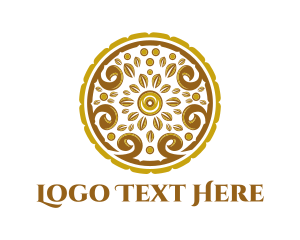 Gold Flower - Gold Floral Circle logo design