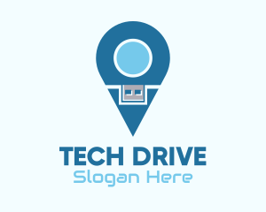 Flash Drive Location Pin logo design