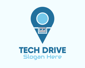 Usb - Flash Drive Location Pin logo design