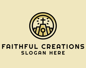 Faith - Holy Church Chapel Crucifix logo design