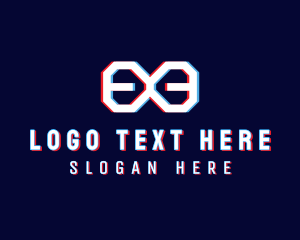 Application - Glitchy Infinity Letter E logo design
