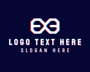 Glitchy Infinity Letter E Logo