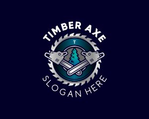 Chainsaw Lumberjack Cutting logo design