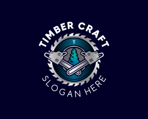 Chainsaw Lumberjack Cutting logo design