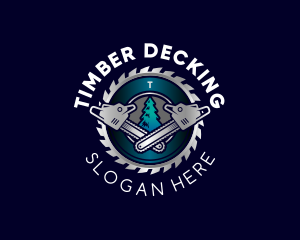 Chainsaw Lumberjack Cutting logo design