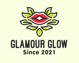 Makeup - Lips Mouth Leaf Makeup logo design