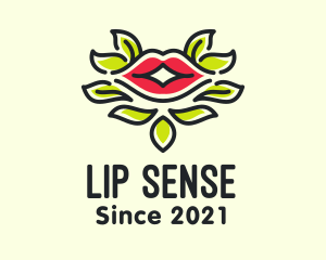 Lips Mouth Leaf Makeup logo design