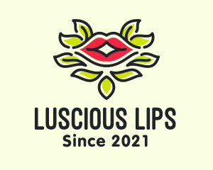 Lips - Lips Mouth Leaf Makeup logo design