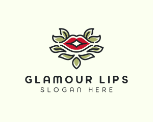 Lips Mouth Wreath Makeup logo design