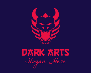 Satanic - Red Oni Mask logo design