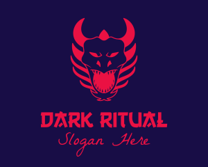 Satanic - Red Oni Mask logo design