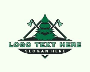 Refurbish - Pine Tree Lumberjack Axe logo design