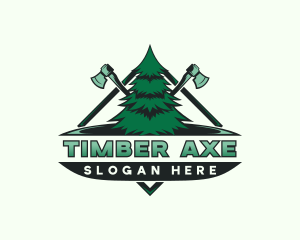 Pine Tree Lumberjack Axe logo design