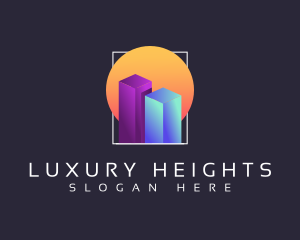 Penthouse - Gradient Building Towers logo design