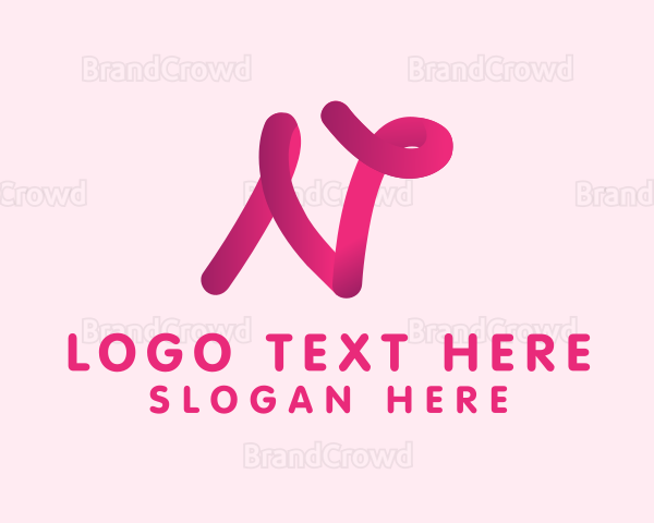 3D Feminine Letter N Logo