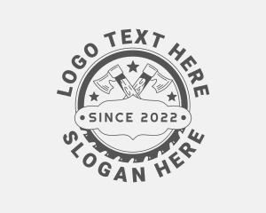 Logger - Gray Axe Circular Saw logo design