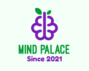 Memory - Grapes Berry Fruit Brain logo design