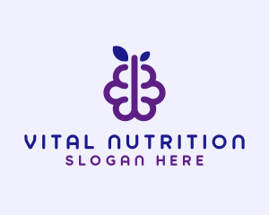 Grapes Berry Fruit Brain logo design