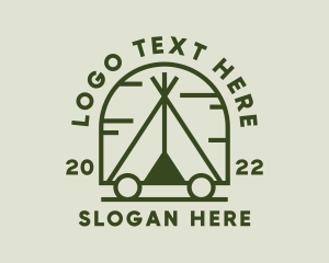 Wood - Outdoor Camping Tent logo design