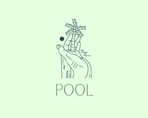 Palm Tree - Aqua Vacation Summer logo design