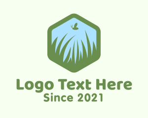 Bee - Nature Lawn Grass logo design