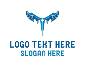 Angel - Modern Blue Wings logo design