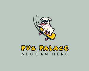 Pug - Cool Dog Skating logo design