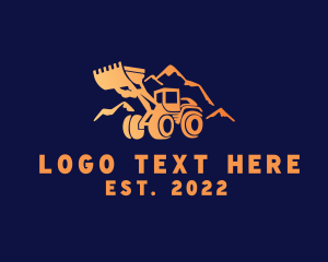 Civil Engineering - Bulldozer Mining Mountain logo design