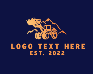 Machinery - Bulldozer Mining Mountain logo design