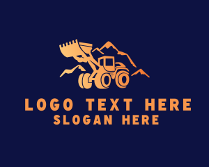 Bulldozer Mining Mountain Logo