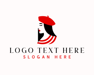 Lady - Woman Beret Hat logo design