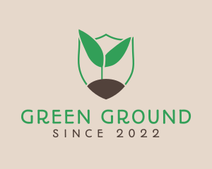 Ground - Seedling Plant Gardening Shield logo design