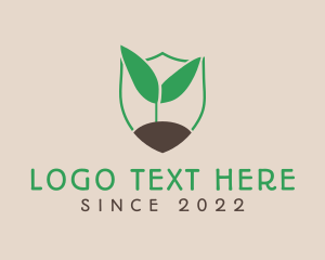 Farming - Seedling Plant Gardening Shield logo design