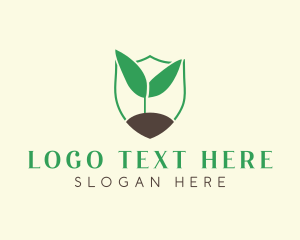 Eco - Seedling Plant Gardening Shield logo design